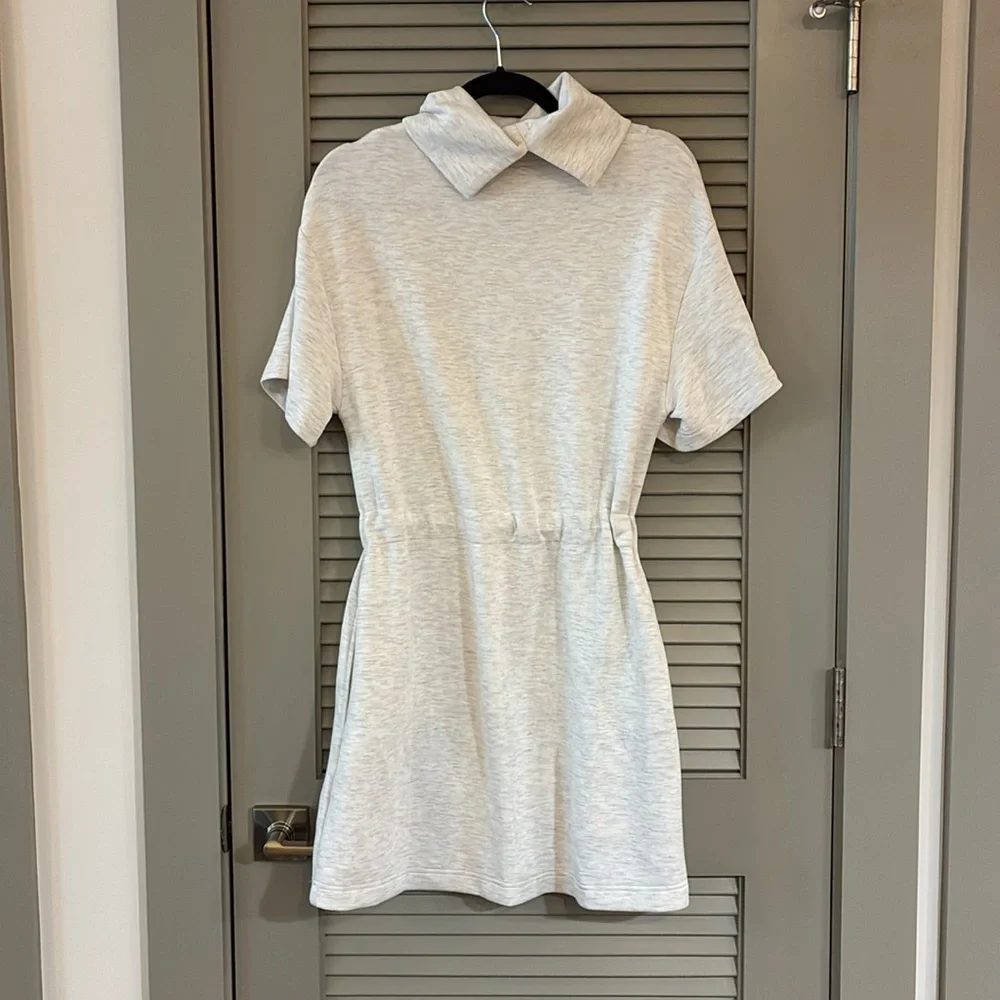 Varley Sophie Dress Marled Ivory Sz S Comfy Soft Mini Cinched Waist - Picture 7 of 10